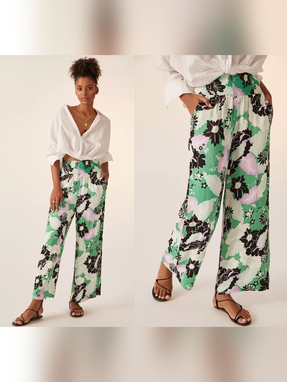 Maeve Printed Wide Leg Trousers